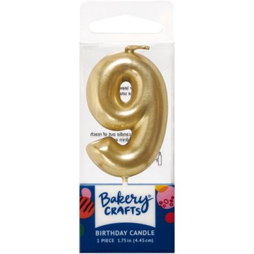 Bakery Crafts Number 9 Gold Birthday Candle, 1 ct
