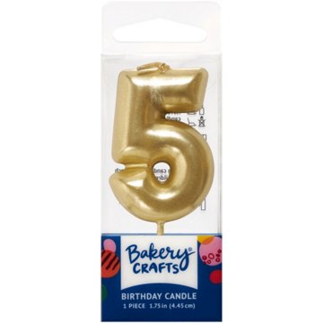 Bakery Crafts Number 5 Gold Birthday Candle, 1 ct
