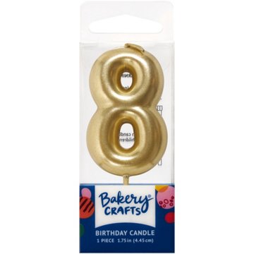 Bakery Crafts Number 8 Gold Birthday Candle, 1 ct