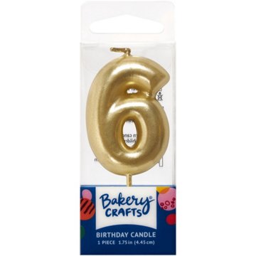 Bakery Crafts Number 6 Gold Birthday Candle, 1 ct