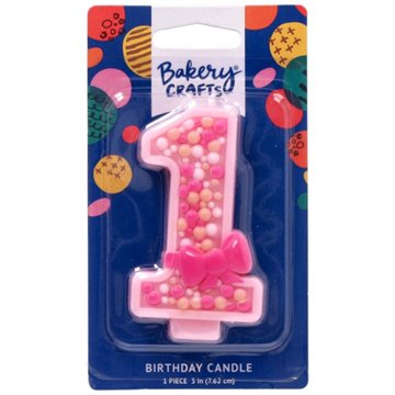 Bakery Crafts Number 1 Pink Birthday Candle, 1 ct