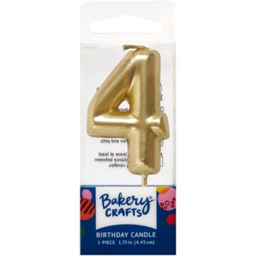 Bakery Crafts Number 4 Gold Birthday Candle, 1 ct