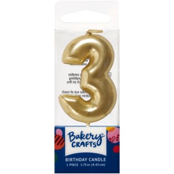 Bakery Crafts Number 3 Gold Birthday Candle, 1 ct
