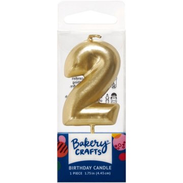 Bakery Crafts Number 2 Gold Birthday Candle, 1 ct