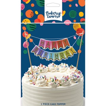 Bakery Crafts HAPPY BIRTHDAY Banner Cake Topper, 1 ct