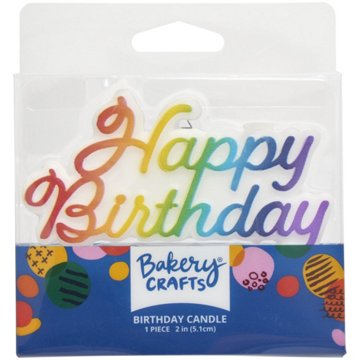 Bakery Crafts HAPPY BIRTHDAY Bright Rainbow Colored Birthday Candle, 1 ct