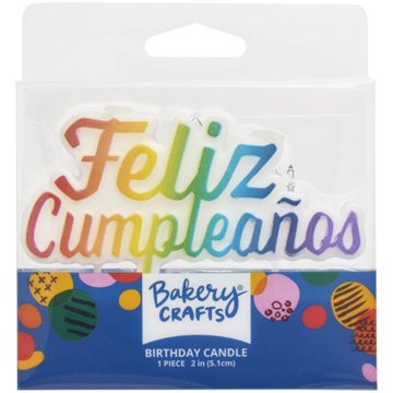 Bakery Crafts FELIZ CUMPLEANOS Bright Rainbow Colored Birthday Candle, 1 ct