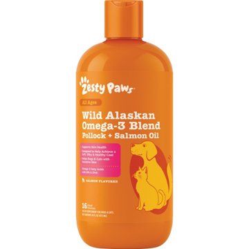 Zesty Paws Wild Alaskan Omega-3 Blend Pollock & Salmon Oil for Cats & Dogs, 16 oz