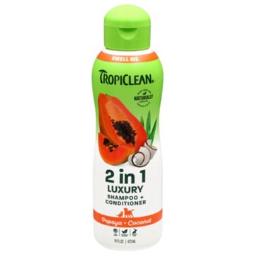TropiClean Papaya + Coconut 2-in-1 Luxury Pet Shampoo & Conditioner, 16 oz
