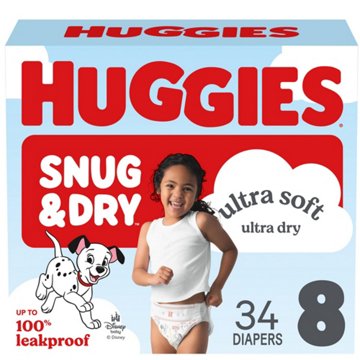 Huggies Snug & Dry Baby Diapers - Size 8 (45+ lbs)