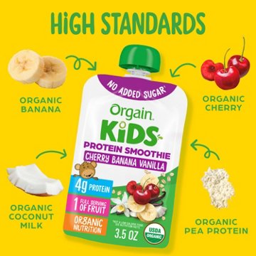 Orgain Kids Protein Smoothie Pouch - Cherry Banana Vanilla