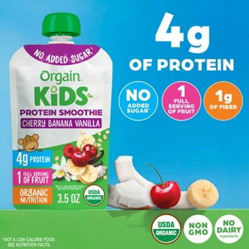 Orgain Kids Protein Smoothie Pouch - Cherry Banana Vanilla