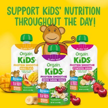 Orgain Kids Protein Smoothie Pouch - Cherry Banana Vanilla