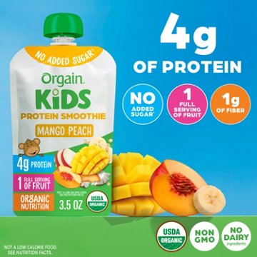 Orgain Kids Protein Smoothie Pouch - Mango Peach, 3.5 oz