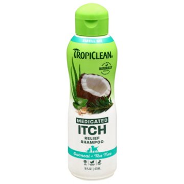 TropiClean Oatmeal + Tea Tree Medicated Itch Relief Pet Shampoo, 16 oz