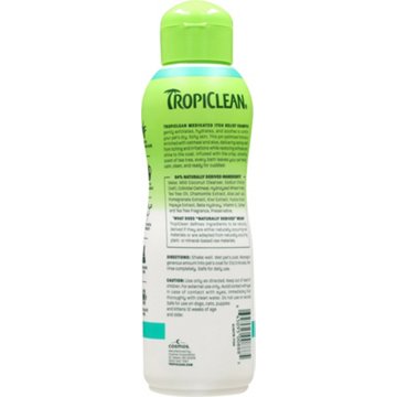 TropiClean Oatmeal + Tea Tree Medicated Itch Relief Pet Shampoo, 16 oz