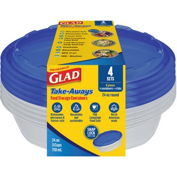 Glad Take-Aways 4 pk Round Food Storage Containers
