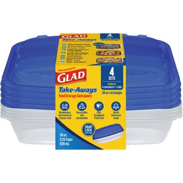 Glad Take-Aways 4 pk Rectangular Food Storage Containers