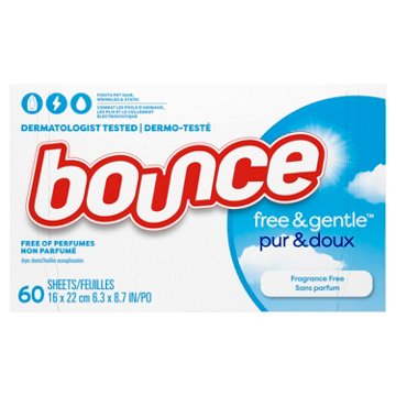Bounce Fabric Softener Dryer Sheets - Free & Gentle Fragrance Free