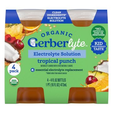 Gerberlyte Organic Electrolyte Solution - Tropical Punch, 4 oz Bottles