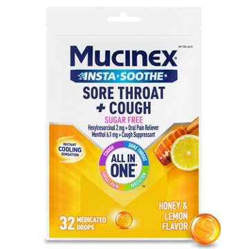 Mucinex Insta Sooth Sore Throat + Cough Sugar Free