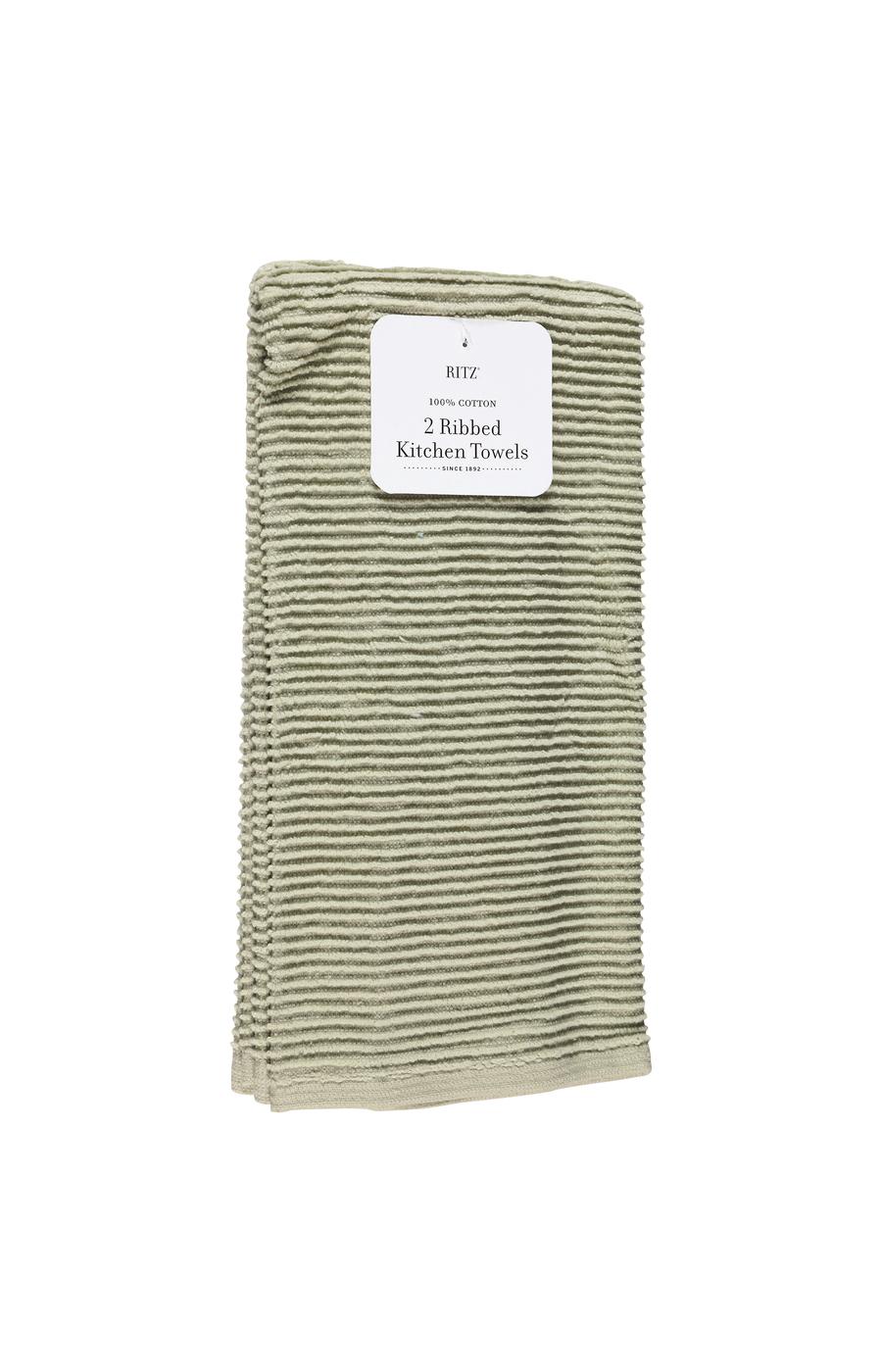Ritz 100% Cotton 2 pk Ribbed Terry Cloth Kitchen Towels - Fennel Green ...