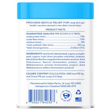 Native Pet Probiotic Supplement Powder for Dogs, 6 oz