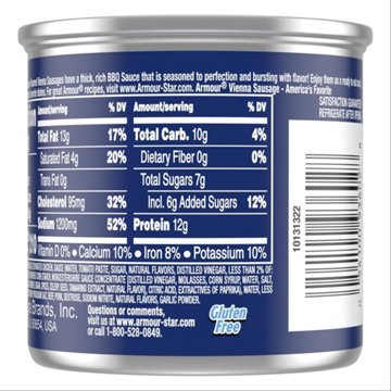 Armour Barbecue Flavored Vienna Canned Sausage, 4.6 oz
