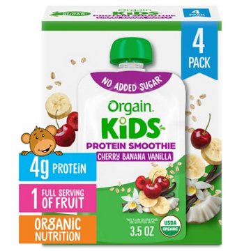 Orgain Kids Protein Smoothie Pouch - Cherry Banana Vanilla