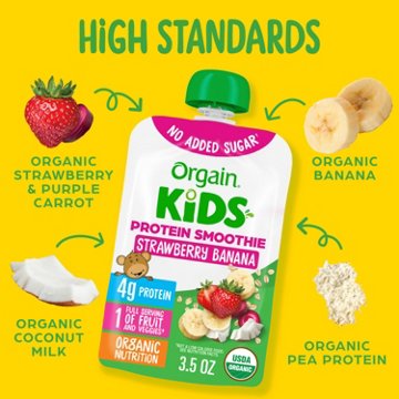 Orgain Kids Protein Smoothie Pouch - Strawberry Banana