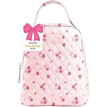 Fit & Fresh Evelyn Pink Floral Quilted Insulated Lunch Bag with Food Storage Containers