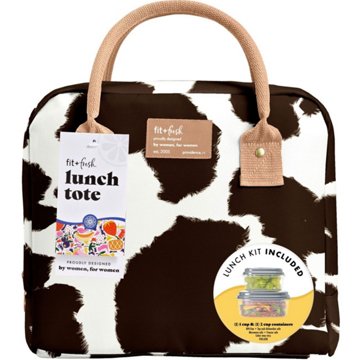 Fit & Fresh Bloomington Cow Hide Lunch Tote with Food Storage Containers