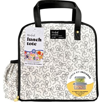 Fit & Fresh Wichita Sketched Bows Lunch Tote with Food Storage Containers