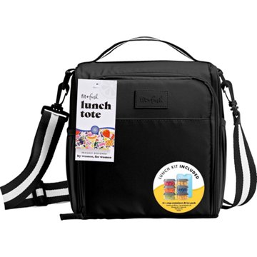 Fit & Fresh Bree Black Lunch Tote with Food Storage Containers