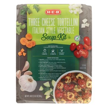 H-E-B Three Cheese Tortellini Italian Style Vegetable Soup, 34 oz
