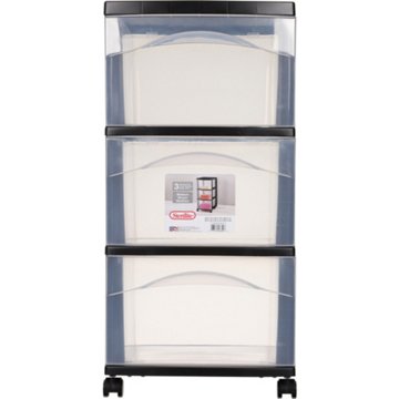 Sterilite 3 Drawer Medium Storage Cart - Black