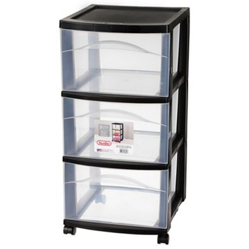 Sterilite 3 Drawer Medium Storage Cart - Black