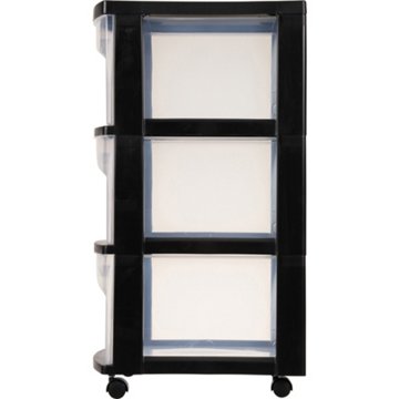 Sterilite 3 Drawer Medium Storage Cart - Black