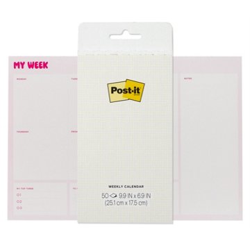 Post-it Weekly Calendar Sheet Pad, 50 ct