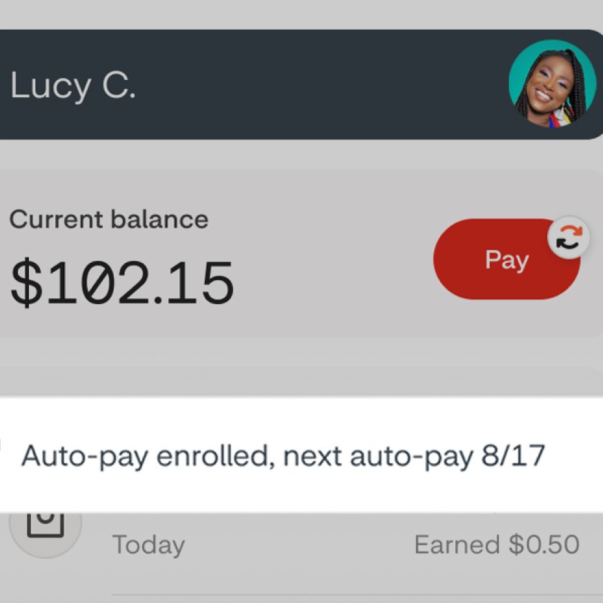 Payment management screen showing auto pay enrolled 