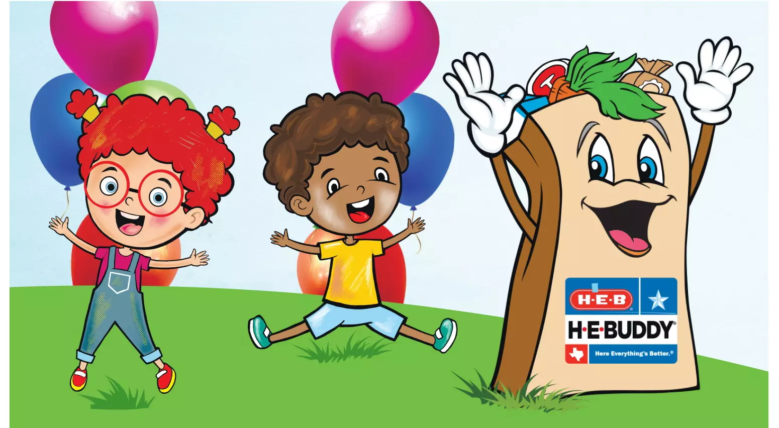 H‑E‑Buddy cheering with two other kids