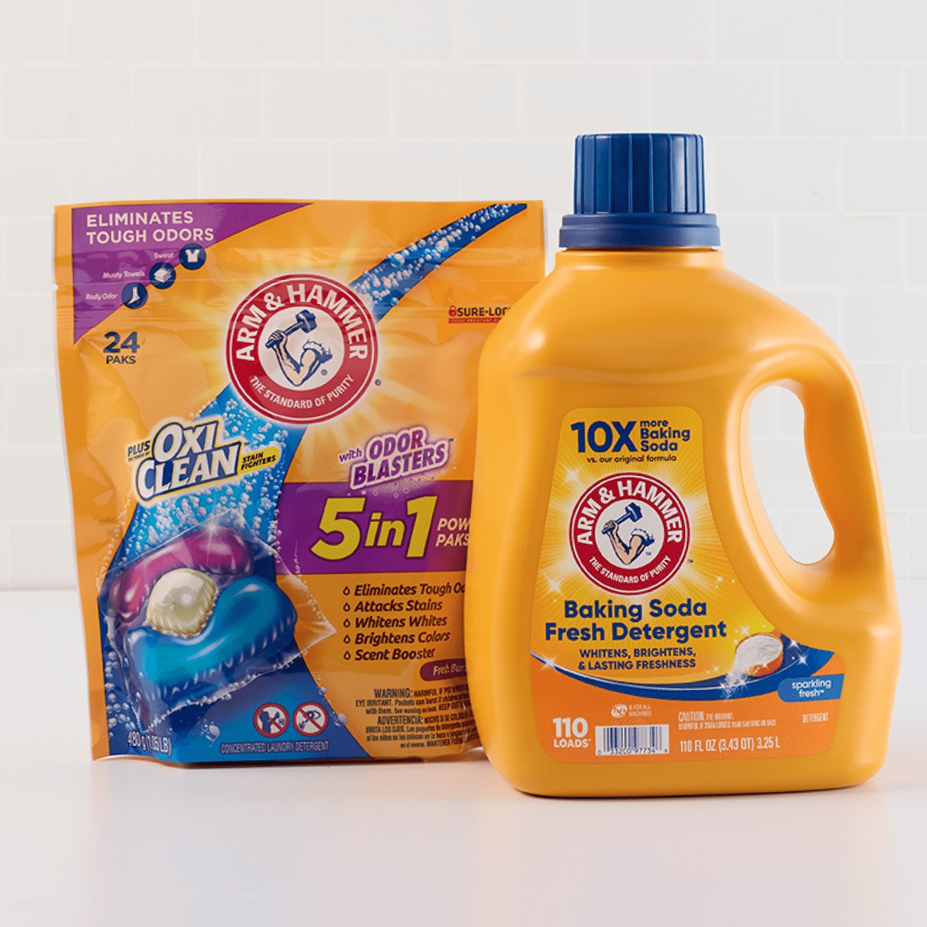 Oxi clean odor blasters, arm & hammer baking soda fresh detergent