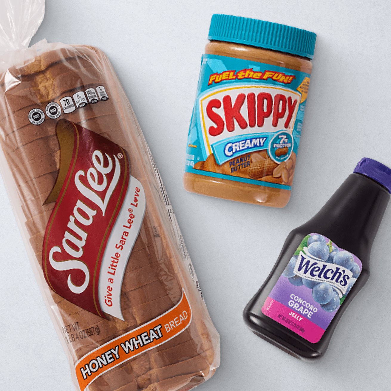 Advertisement for Bimbo Sara Lee, Skippy, Welches . Click for product page.