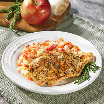 Pan Seared Apple and Chicken Cutlets over Brown Rice