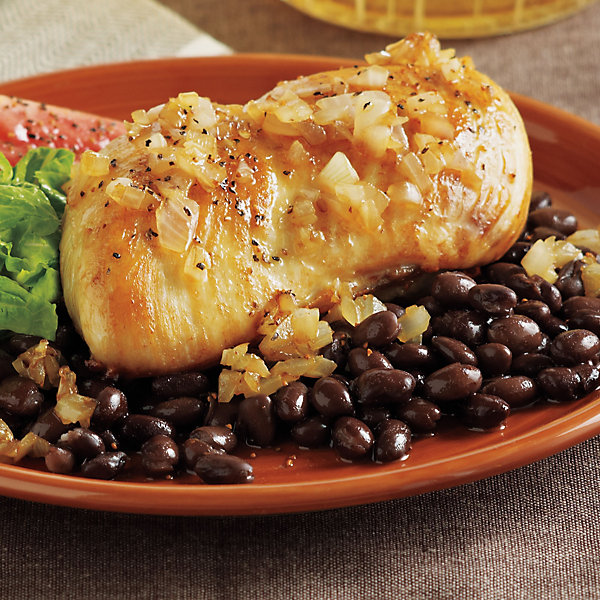 Agave Chicken with Black Beans & Onions