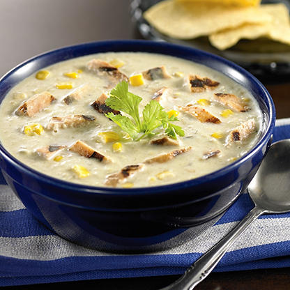 Cream of Green Chile & Chicken Soup Recipe from HEB