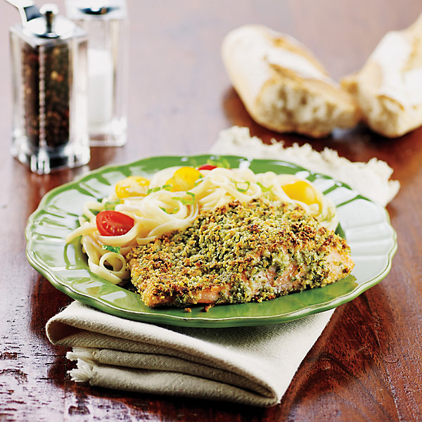 Pesto-Crusted Steelhead Trout