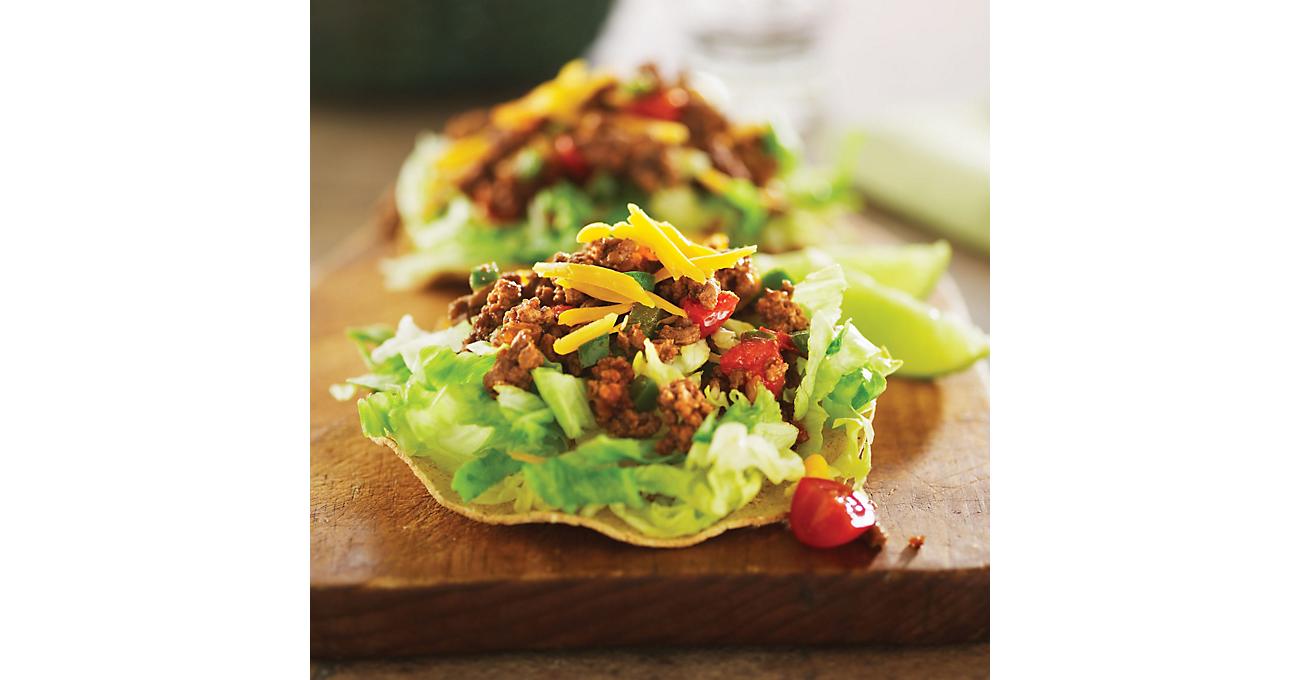 Spicy Ground Beef Tostadas Recipe from H-E-B