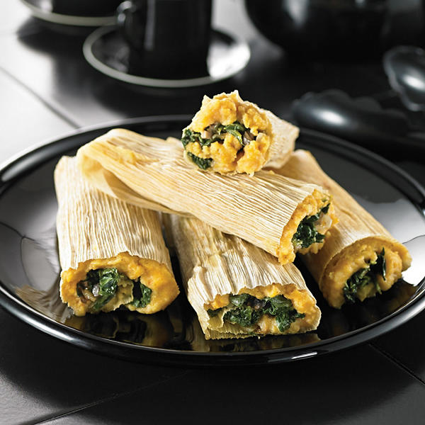 Vegetarian Spinach Mushroom Tamales
