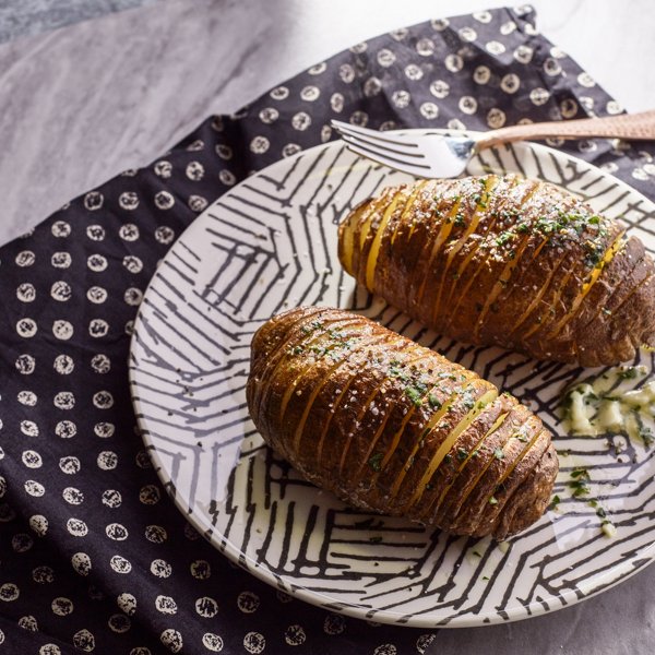 Air Fryer Rotisserie Roasted Hasselback Potatoes